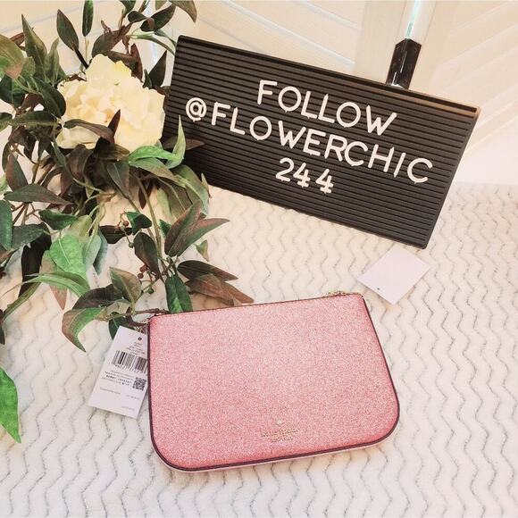 KATE SPADE GLIMMER PINK GLITTER POCHETTE - Picture 1 of 8